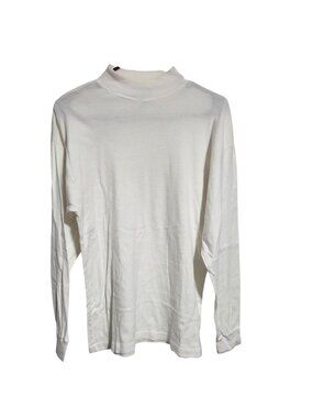 CM Sport Mock Turtleneck Basic Tee Mens Size Medium White Long Sleeve